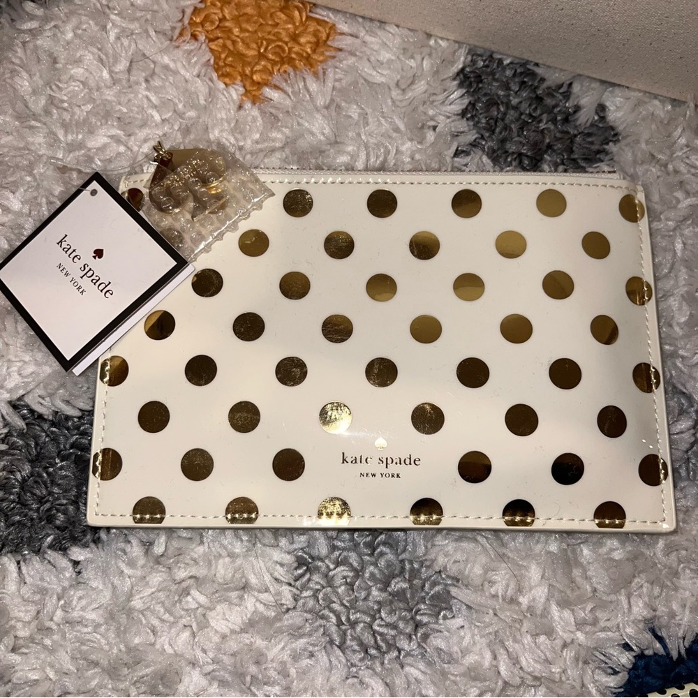 Kate Spade Gold Polka Dot Pencil Bag